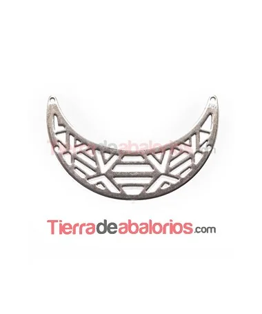 Entrepieza Media Luna Calada Colgante para Collar 64x19mm, Plateada Entrepieza Calada Colgante para Collar 64x19mm, Plateada