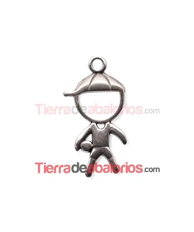 Colgante Niño 30x16mm con Anilla, Plateado Colgante Niño 30x16mm con Anilla, Plateado