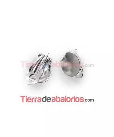Pendiente Clip Base Disco Plano de 12mm, Plateado Pendiente Clip Base Disco Plano de 12mm, Plateado
