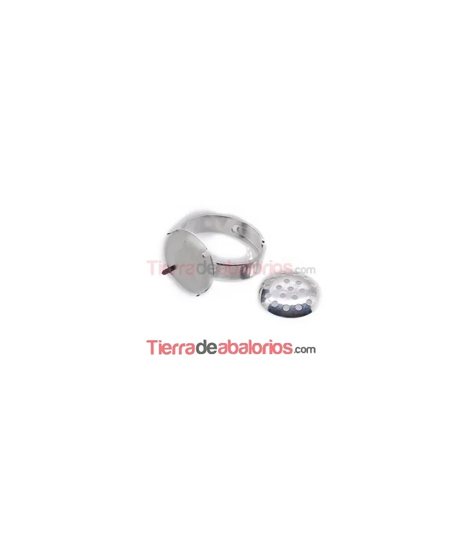 Anillo Ajustable con Regadera Base 15mm - Plateado