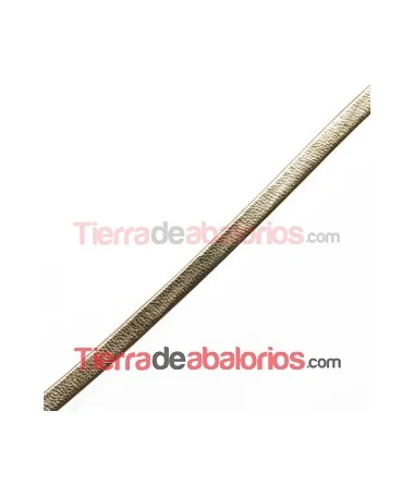 Tira de Cuero Doblada 6mm, Dorada Tira de Cuero Doblada 6mm, Dorada