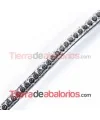 Tireta de Cuero 6mm Plateada con Strass (1mt)