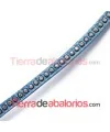 Tireta de Cuero 6mm Verde Azulado con Strass (20cm)