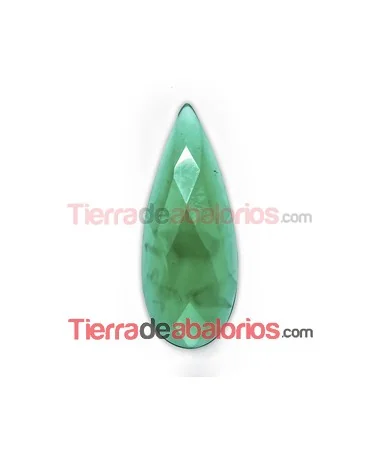 Calcedonia Gota Facetada Cabujón 32x13mm Verde