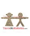 Conector Niño y Niña 27x13,5mm con Circonitas, Baño Oro