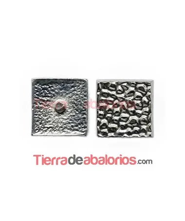 Cuadrado Adorno Puntos con Perno 9x9mm Plateado