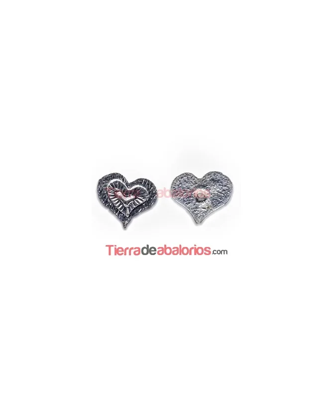 Corazón con Perno 11x13mm Plateado