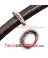Anilla Regaliz Mil Rayas 18x14mm Agujero 10x8mm, Oro Rosa