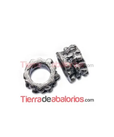 Tubo con Bolitas 8x5mm Agujero 4,5mm Plata Vieja