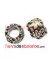 Bola Rondel con Flores 9x7mm Agujero 5mm Oro Viejo