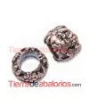 Bola Rondel con Flores 9x7mm Agujero 5mm Cobre