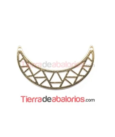 Entrepieza Media Luna Calada Colgante para Collar 64x19mm, Dorada Entrepieza Calada Colgante para Collar 64x19mm, Dorada