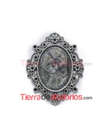 Base para Camafeo 50x40mm, Plateado