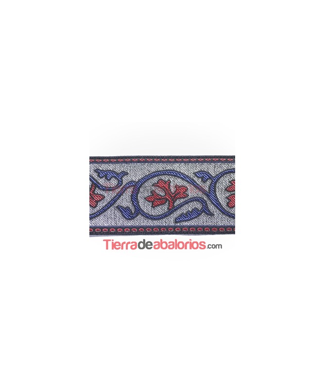 Tapa Costuras 50mm Hojas - Plata, Azul Marino y Granate