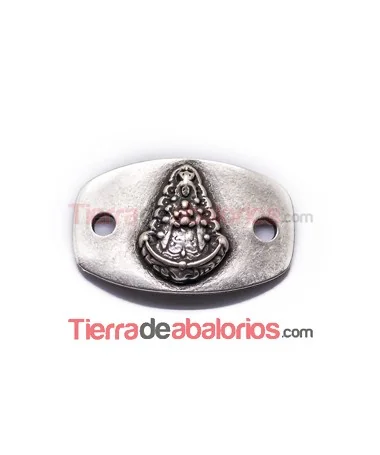 Conector 32x20mm Virgen del Rocío, Plateada Conector 32x20mm Virgen del Rocío, Plateada