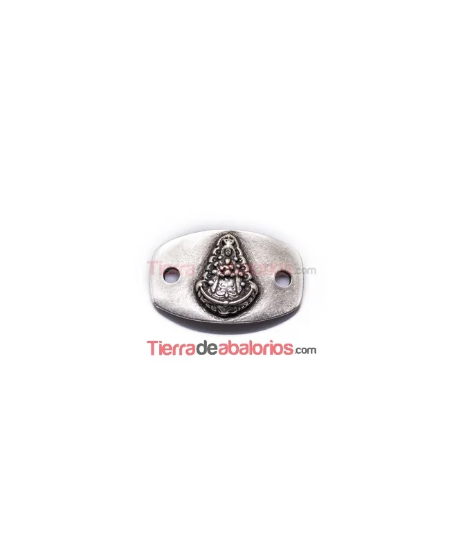 Conector 32x20mm Virgen del Rocío, Plateada Conector 32x20mm Virgen del Rocío, Plateada