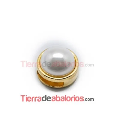 Pasador 14mm Agujero 10x2,6mm Dorado con Perla Blanca