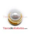Pasador 14mm Agujero 10x2,6mm Dorado con Perla Blanca