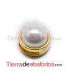 Pasador 14mm Agujero 10x2,6mm Dorado con Perla Blanca