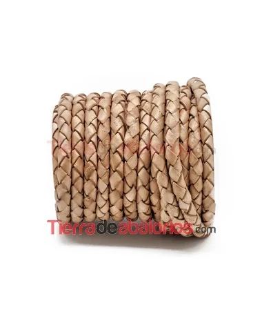 Cordón de Cuero Trenzado 5mm, Natural Cuero Trenzado 5mm, Natural