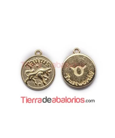 Medalla 17mm con Anilla, Tauro - Dorada