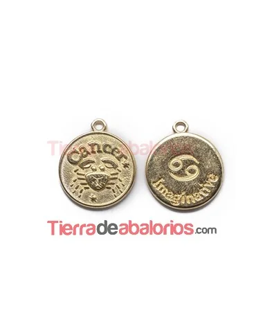 Medalla 17mm con Anilla, Cancer - Dorada