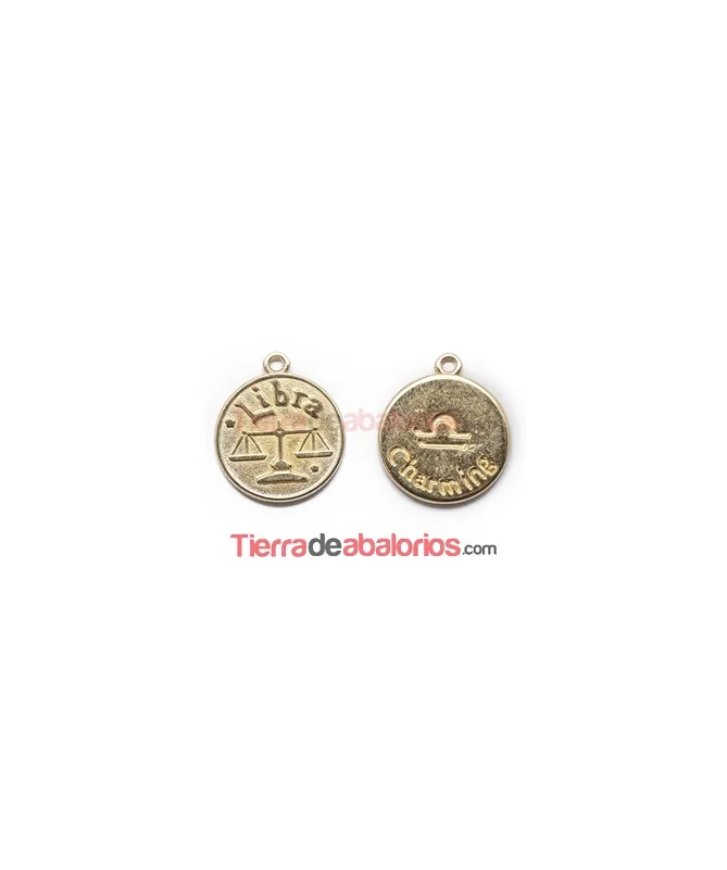 Medalla 17mm con Anilla, Libra - Dorada