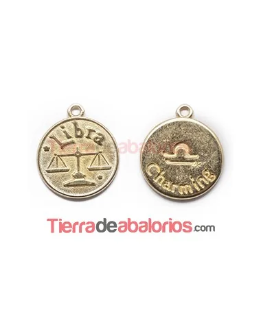 Medalla 17mm con Anilla, Libra - Dorada