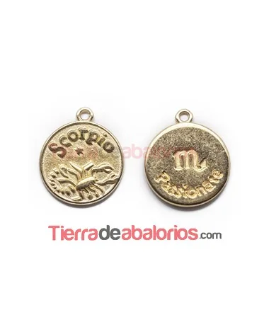 Medalla 17mm con Anilla, Escorpio - Dorada