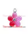 Colgante Flor Acrílica 14mm Fucsia Degradee con Swarovski