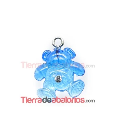 Colgante Osito Acrílico 16x15mm Azul Degradee con Swarovski