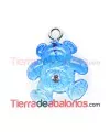 Colgante Osito Acrílico 16x15mm Azul Degradee con Swarovski