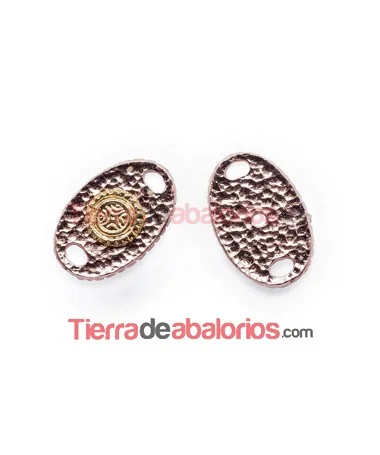 Conector Oval Personalizable 26x17mm, Oro Rosa
