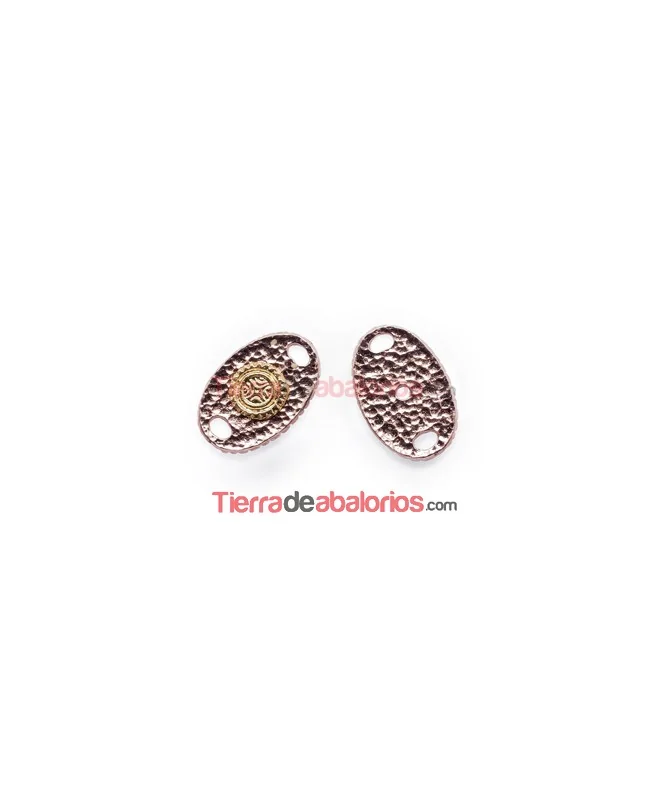Conector Oval Personalizable 26x17mm, Oro Rosa