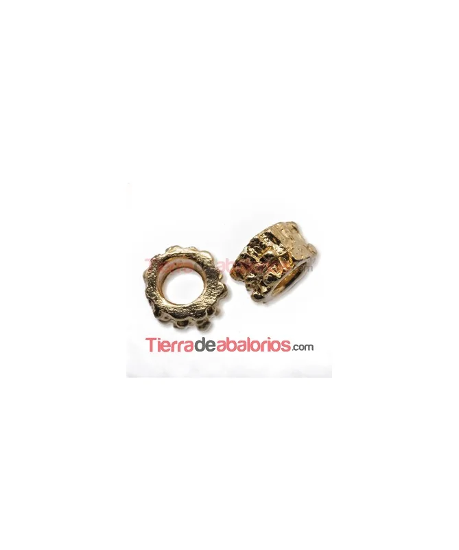 Tubo con Bolitas 8x5mm Agujero 4,5mm Dorado