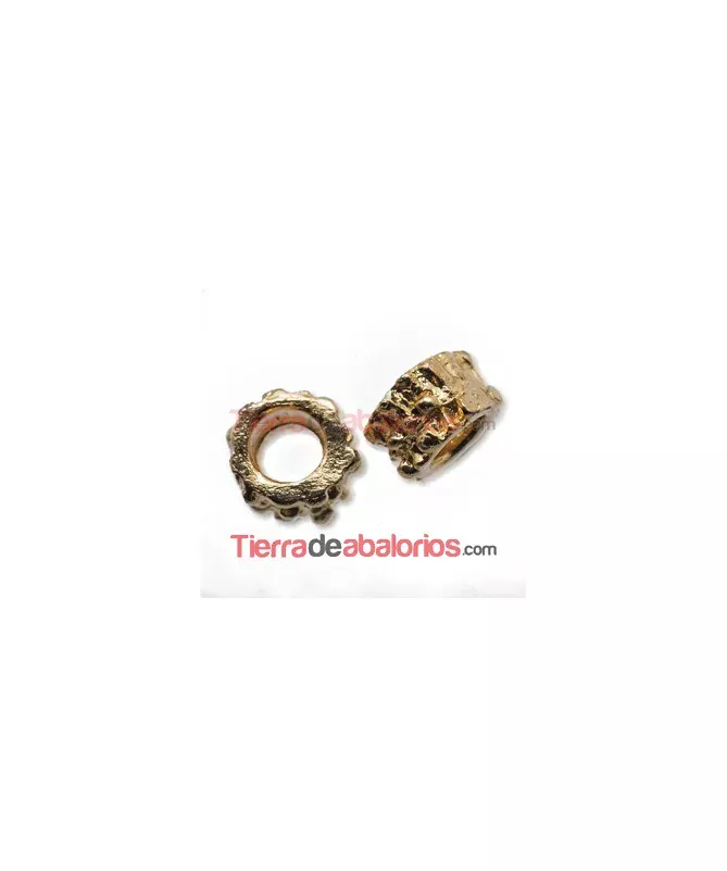 Tubo con Bolitas 8x5mm Agujero 4,5mm Dorado