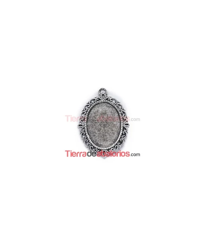 Base para Camafeo 37x27mm con Anilla, Plateado