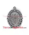 Base para Camafeo 37x27mm con Anilla, Plateado