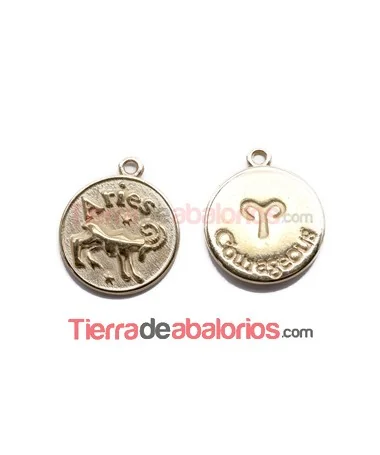 Medalla 17mm con Anilla, Aries - Dorada