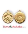 Medalla 17mm con Anilla, Acuario - Dorada
