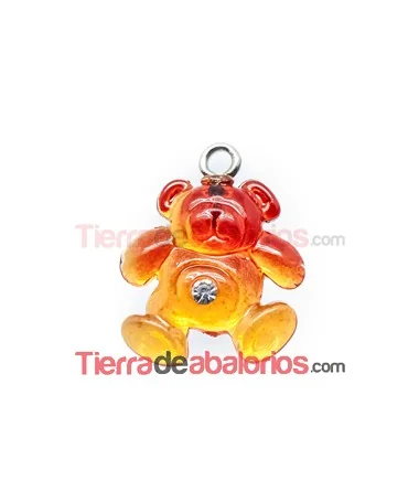 Colgante Osito Acrílico 16x15mm Rojo/Naranja con Swarovski Colgante Osito Acrílico 16x15mm Rojo/Naranja con Swarovski