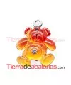 Colgante Osito Acrílico 16x15mm Rojo/Naranja con Swarovski