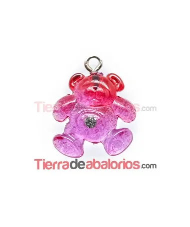 Colgante Osito Acrílico 16x15mm Fucsia Degradee con Swarovsk
