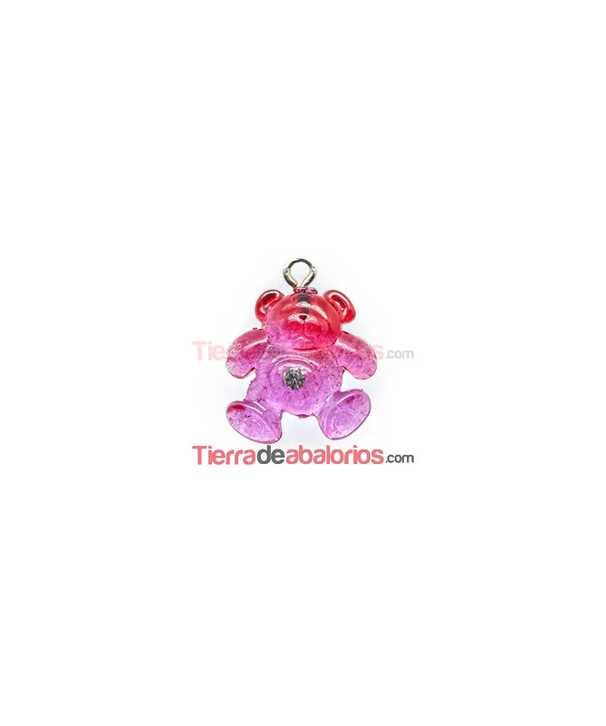 Colgante Osito Acrílico 16x15mm Fucsia Degradee con Swarovsk