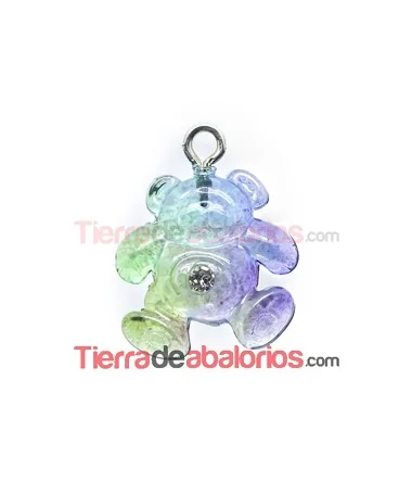 Colgante Osito Acrílico 16x15mm Verde Degradee con Swarovski Colgante Osito Acrílico 16x15mm Verde Degradee con Swarovski