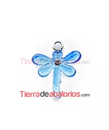 Colgante Libelula Acrílica 16mm Azul Degradee con Swarovski