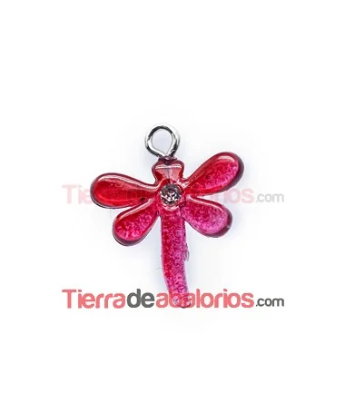Colgante Libelula Acrílica 16mm Fucsia Degradee con Swarovsk
