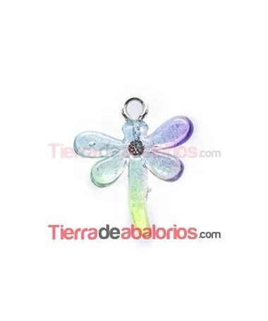 Colgante Libelula Acrílica 16mm Verde Degradee con Swarovski