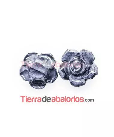 Colgante Flor Acrílica 32mm Negro y Gris
