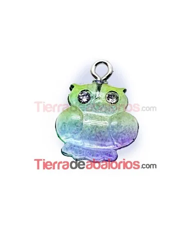 Colgante Buho Acrílico 13mm Verde Degradee con Swarovski Colgante Buho Acrílico 13mm Verde Degradee con Swarovski